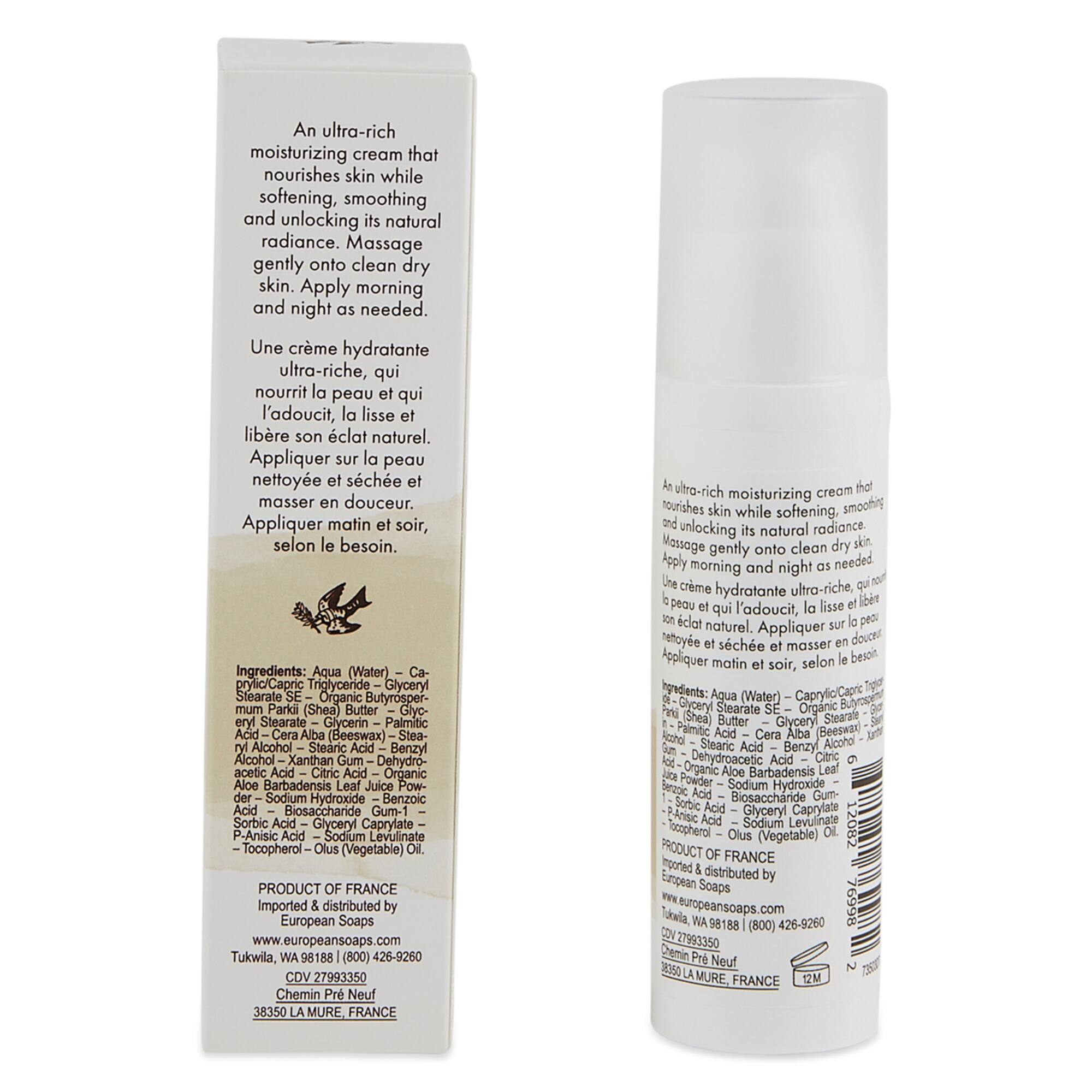 European Soaps Unscented De La Terre Face Cream, 50mL